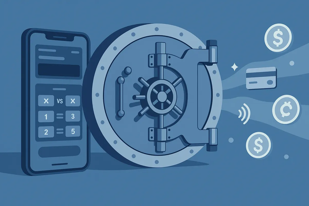 Illustration of a bank blocking digital payments between a phone and a betting platform