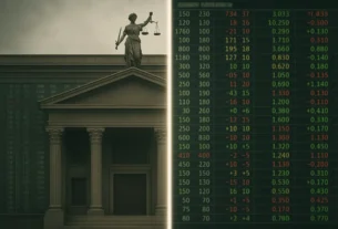 Split image of a financial order book and a sportsbook odds board, illustrating prediction markets versus betting